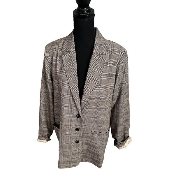 Lspace X Tessa Brooks Nadia Blazer New Size Medium Plaid brown black - Picture 4 of 9